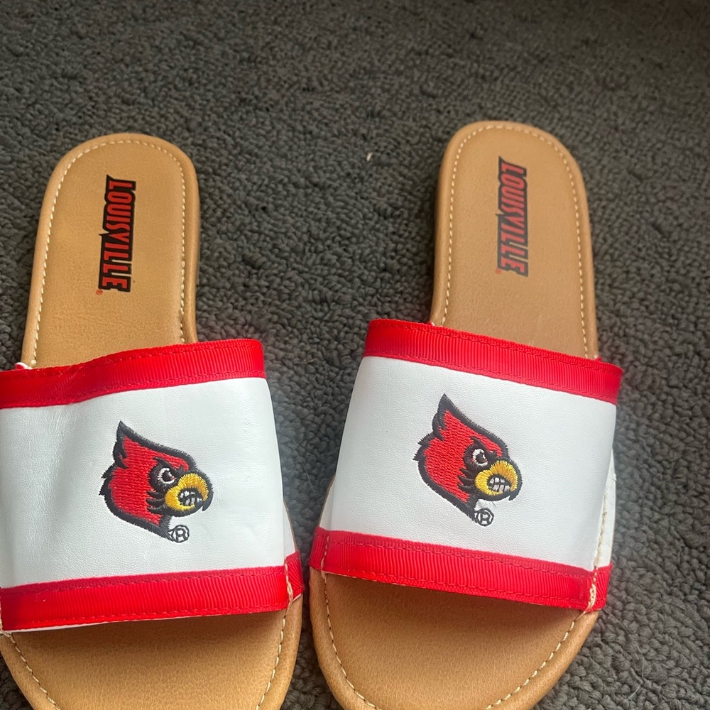 Louisville Cardinals sandals. NEVER WORN